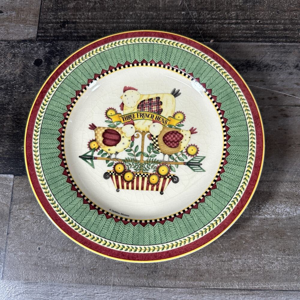 Sakura Debbie Mumm 12 DAYS OF CHRISTMAS Salad Plate Three French Hens ONLY